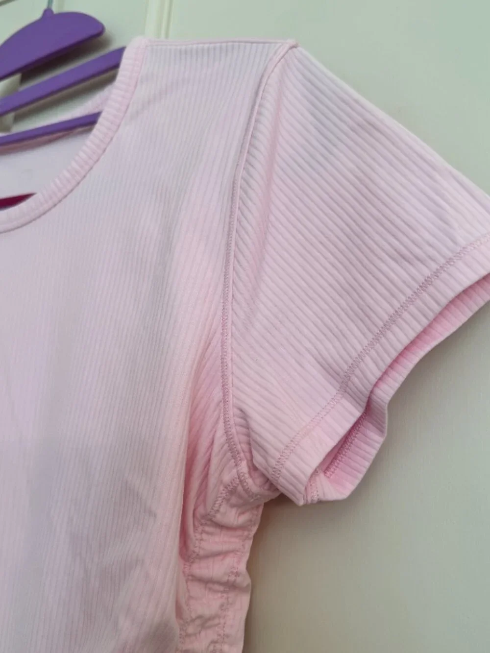 Lululemon All It Takes Ribbed Nulu Short Sleeve Ruched T Shirt Pink Size 8/10